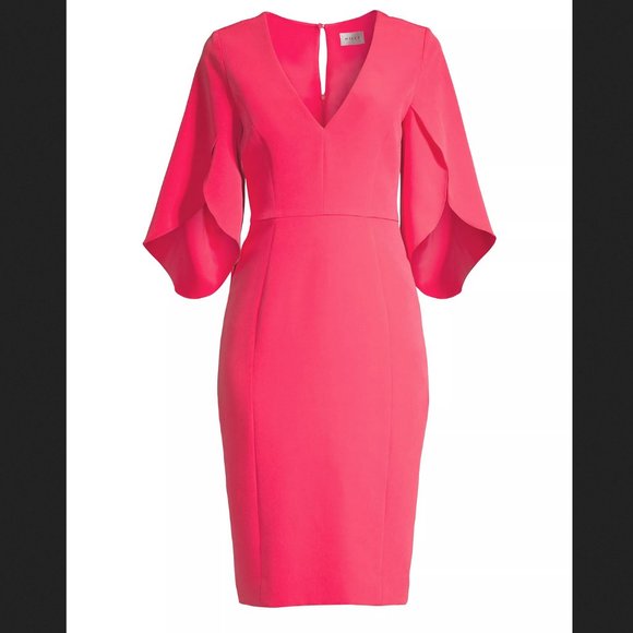 Milly Jana Flutter-Sleeve Sheath Dress in Guava Pink Size 12 NWT - Picture 3 of 5